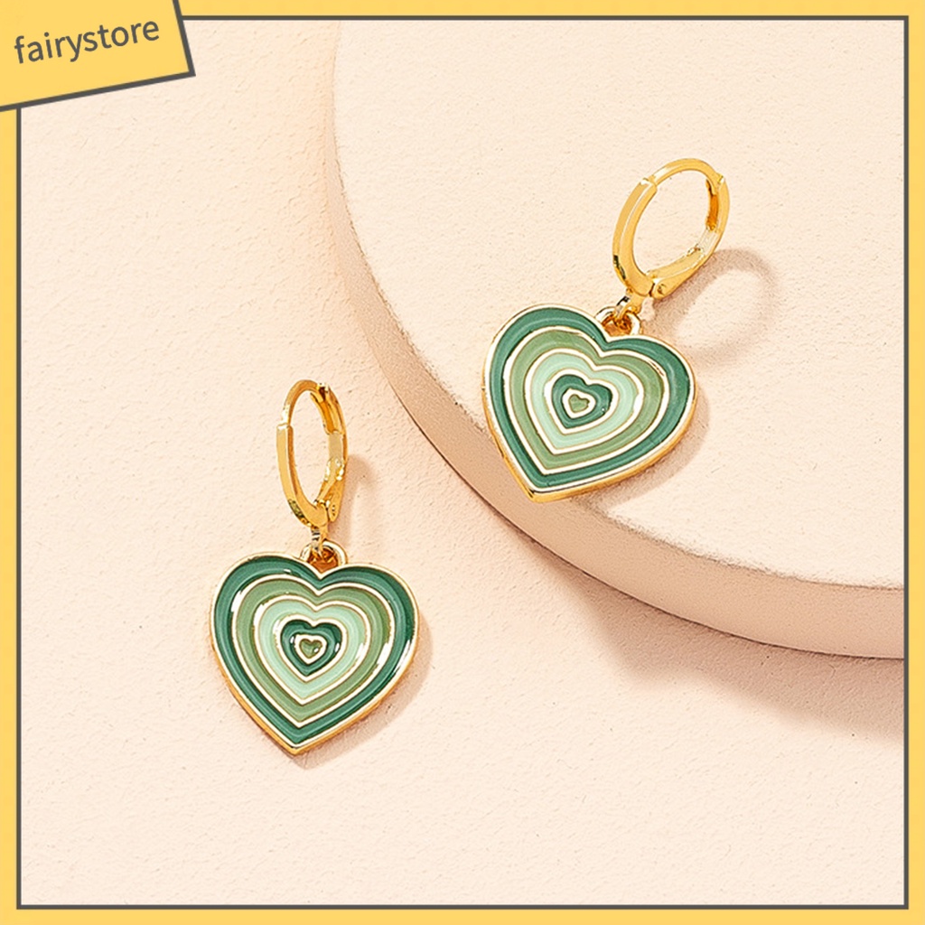 [FRO] 1 Cặp Bông Tai Đinh Tán Nhiều Lớp Hình Trái Tim Tinh Tế Phù Hợp Với Mọi Loại Trang Sức