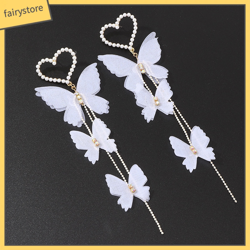 1 Đôi Bông Tai Hợp Kim Thả Ngọc Trai / Bướm / Trái Tim Thời Trang