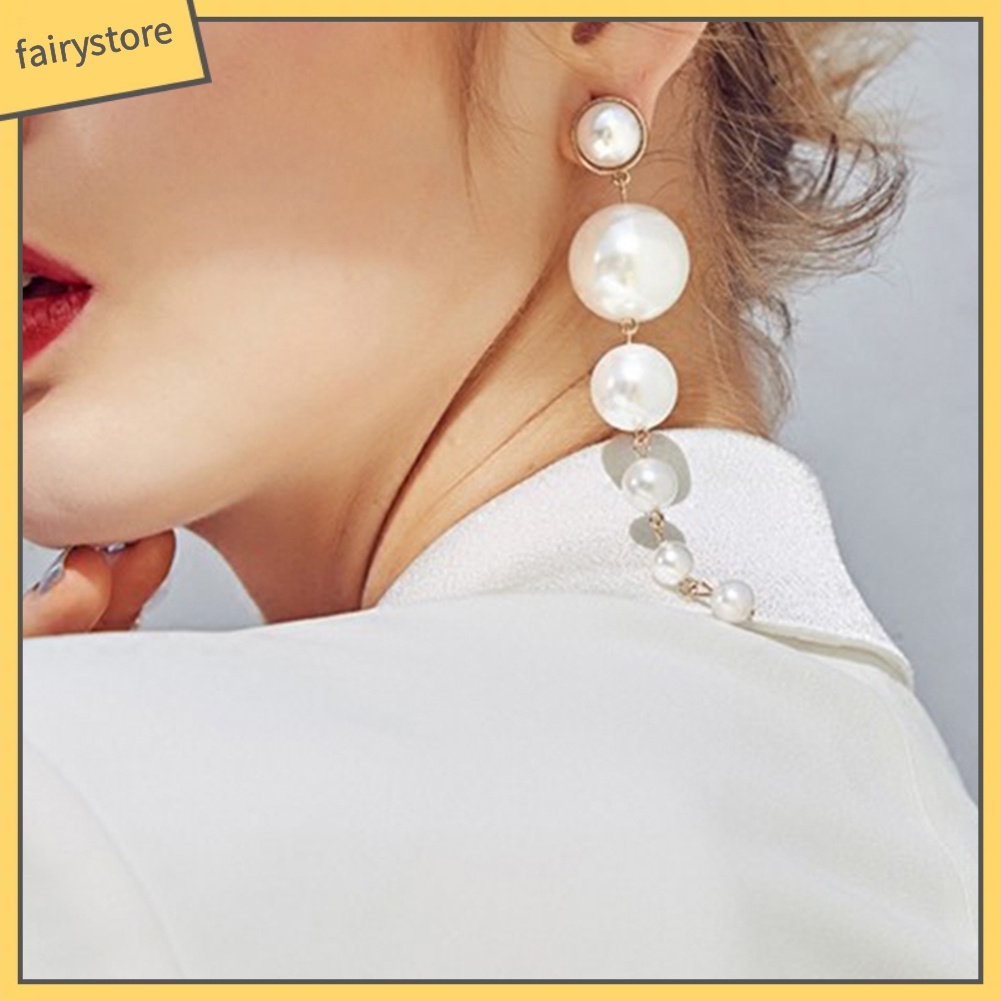 Bông Tai Chuỗi Hạt Ngọc Trai Giả Thanh Lịch Cho Nữ