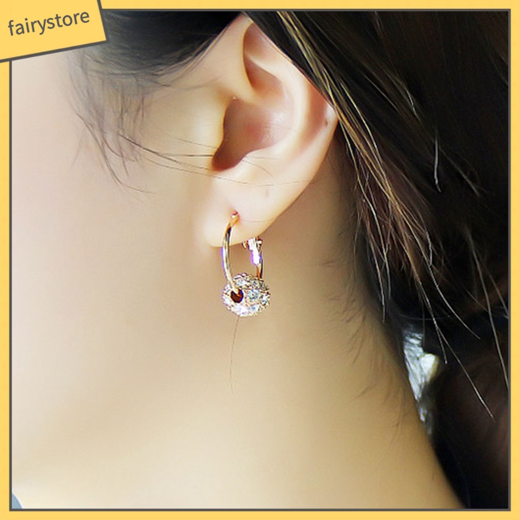 1 Đôi Bông Tai Tròn Đính Đá Lấp Lánh Nhiều Màu Dùng Hàng Ngày