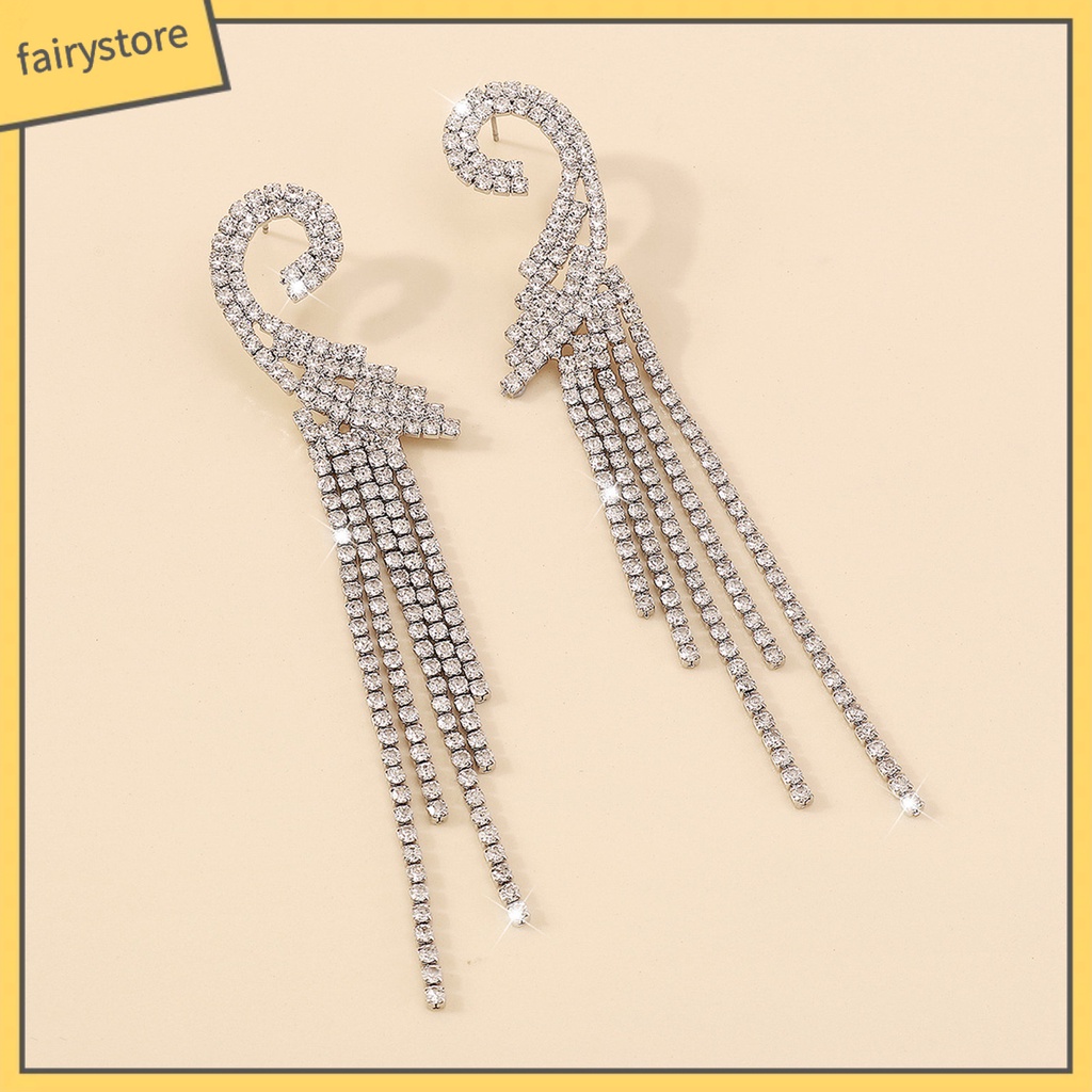 1 Đôi Bông Tai Dáng Dài Đính Đá Phong Cách Bohemian Thời Trang Sang Trọng