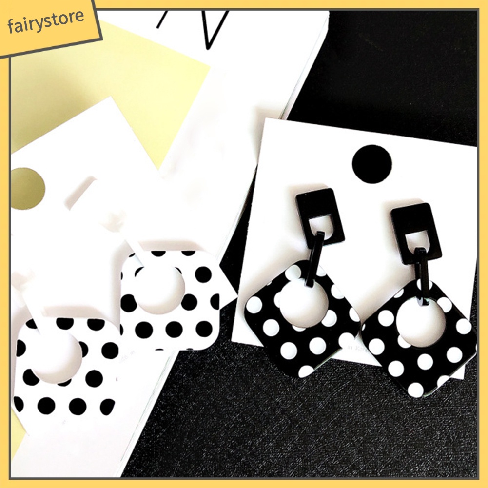 Bông Tai Hình Học Họa Tiết Chấm Bi Thời Trang Cho Nữ