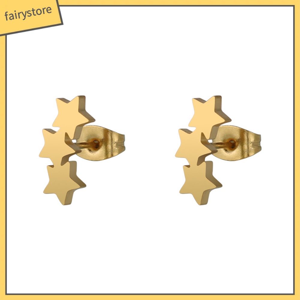Khuyên Tai Hình Ngôi Sao Ba Cánh Bằng Thép Không Gỉ