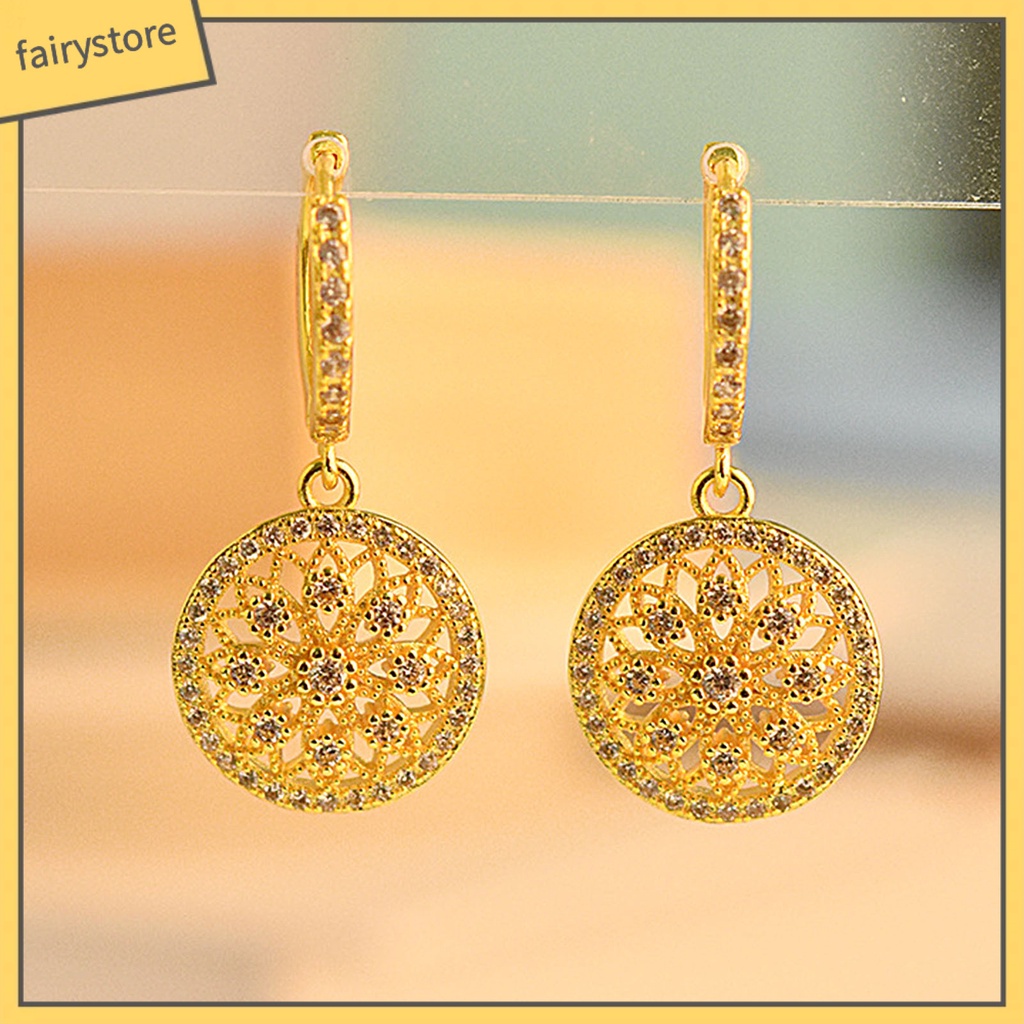 1 Đôi Bông Tai Hình Dreamcatcher Đính Đá Lấp Lánh Dành Cho Nữ