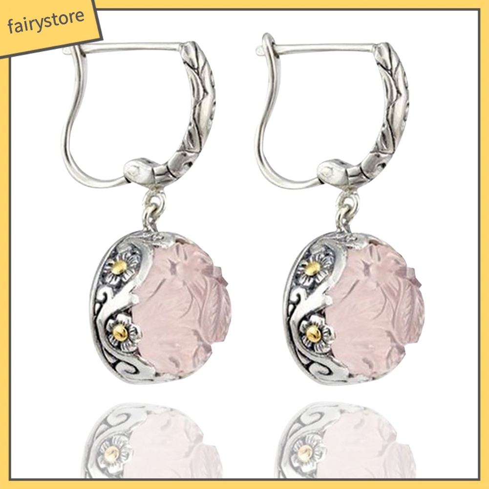 Bông Tai Hình Hoa Đính Đá Mặt Trăng Giả Dành Cho Nữ