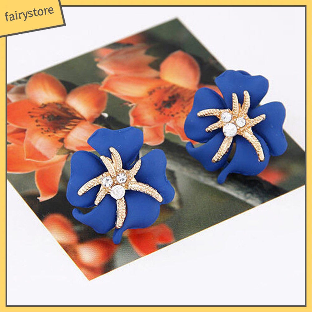 Bông Tai Hình Hoa / Sao Biển Đính Đá Lấp Lánh Thanh Lịch Dành Cho Cô Dâu