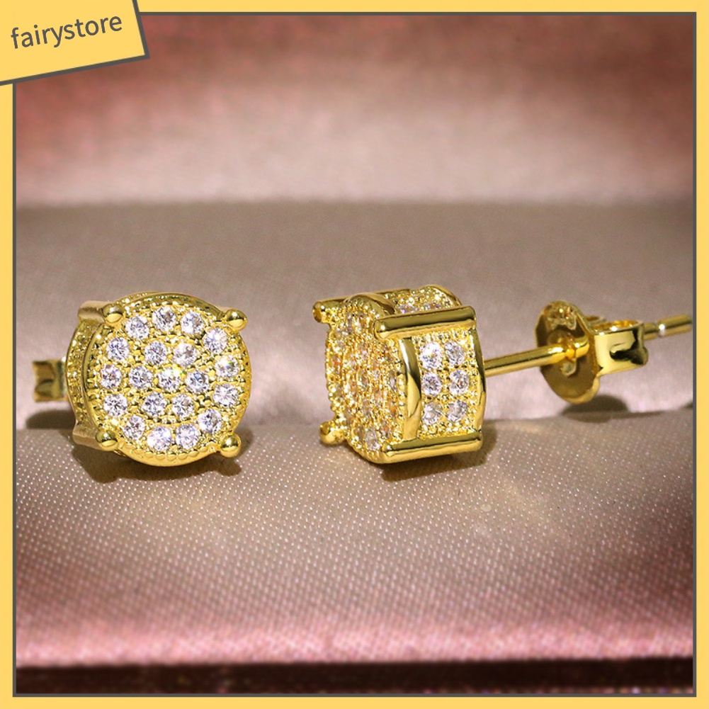 Khuyên Tai Tròn Đính Đá Zircon Thời Trang Cho Nữ