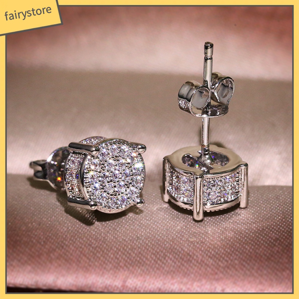 Khuyên Tai Tròn Đính Đá Zircon Thời Trang Cho Nữ