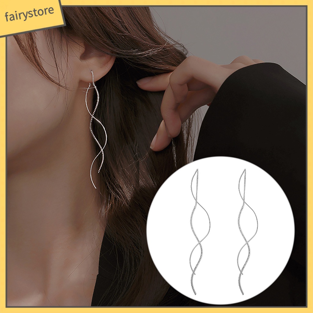 1 Đôi Bông Tai Dáng Dài Chống Rơi Thời Trang Cho Nữ