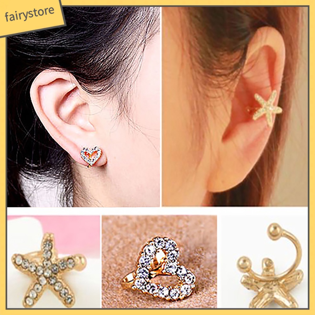 [FRO] 1 Bông Tai Kẹp Đính Kim Cương Giả Hình Sao Biển Tình Yêu Bằng Hợp Kim Quà Tặng Cuộc Sống Hàng Ngày