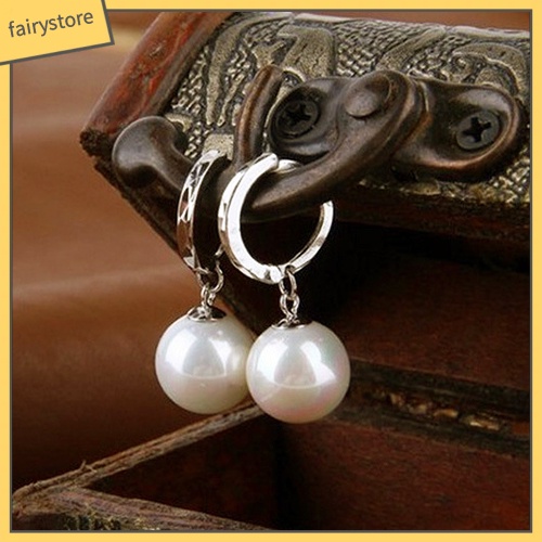 Khuyên Tai Tròn Đính Ngọc Trai Nhân Tạo Thanh Lịch Dành Cho Nữ