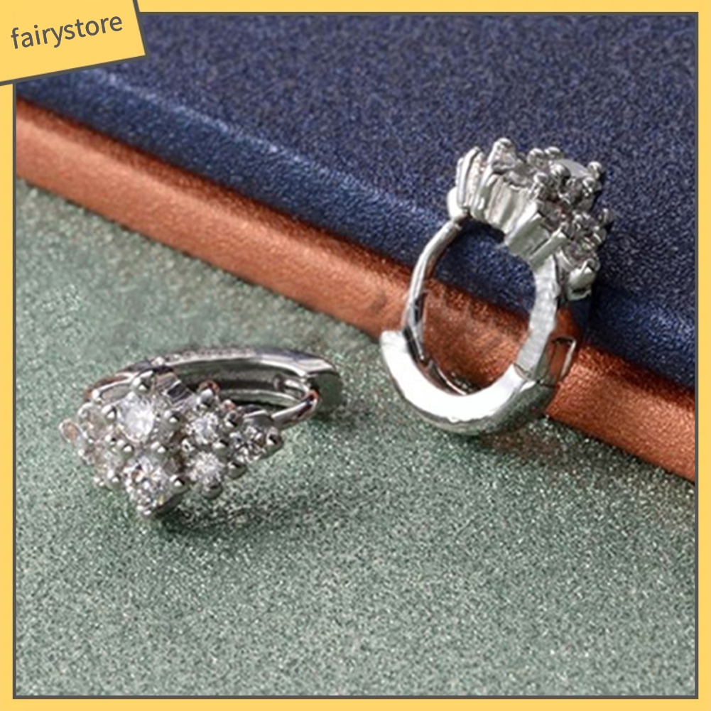 Đôi Bông Tai Khoen Tròn Đính Đá Thời Trang Cho Nữ