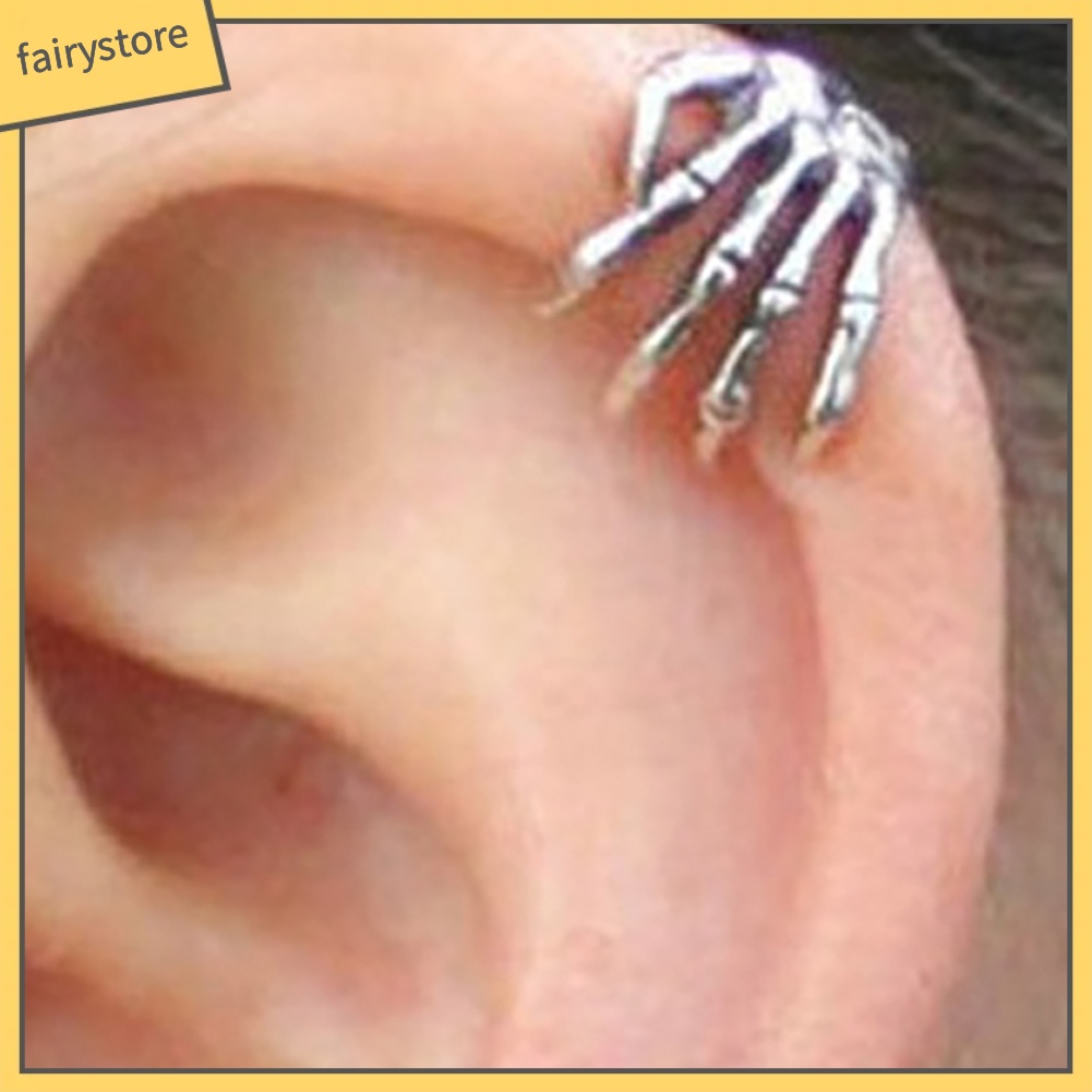 [FRO] 1 Khuyên Tai Kẹp Hình Bộ Xương Bàn Tay Thời Trang Punk