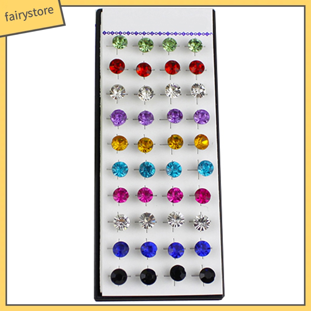 Set 20 Đôi Bông Tai Tròn Đính Đá Nhiều Màu Sắc Phong Cách Gothic Dành Cho Nữ