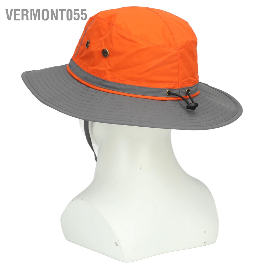 Vermont055 UPF50 + Câu Cá Nón Với Dải Phản Quang Lưới Lỗ Thông Hơi Có Thể Điều Chỉnh Rộng Vành Hat Cho Ngoài Trời Leo Núi Cam