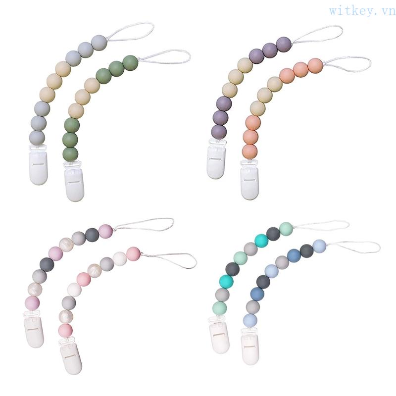 Set 2 Kẹp Núm Vú Giả Xỏ Hạt Silicon Không BPA DIY Cho Bé Sơ Sinh Giá Đỡ