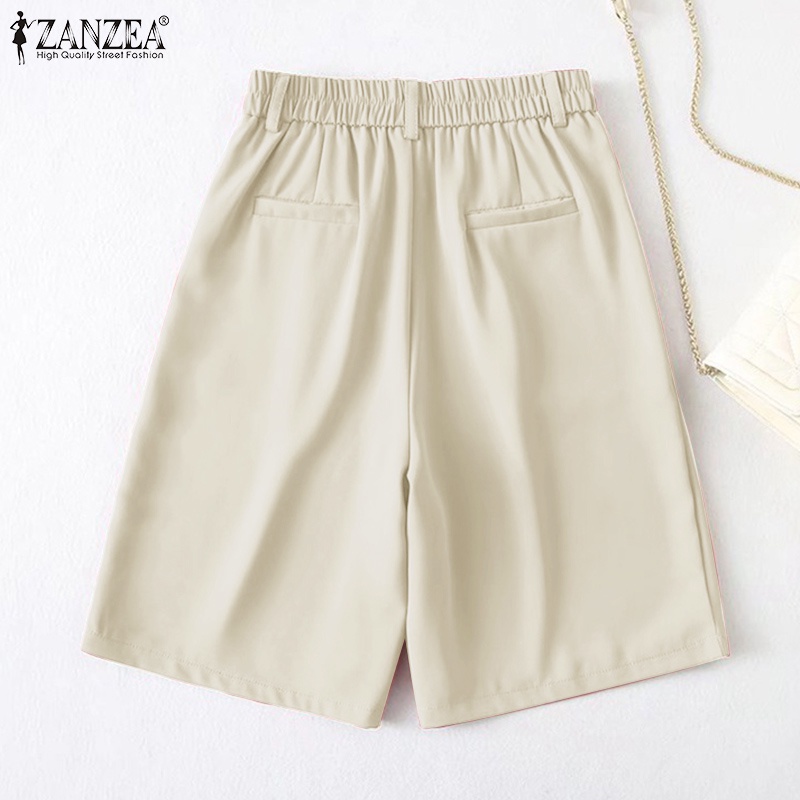 Quần Short Baggy Màu Trơn Lưng Cao Thời Trang Cho Nữ ZANZEA