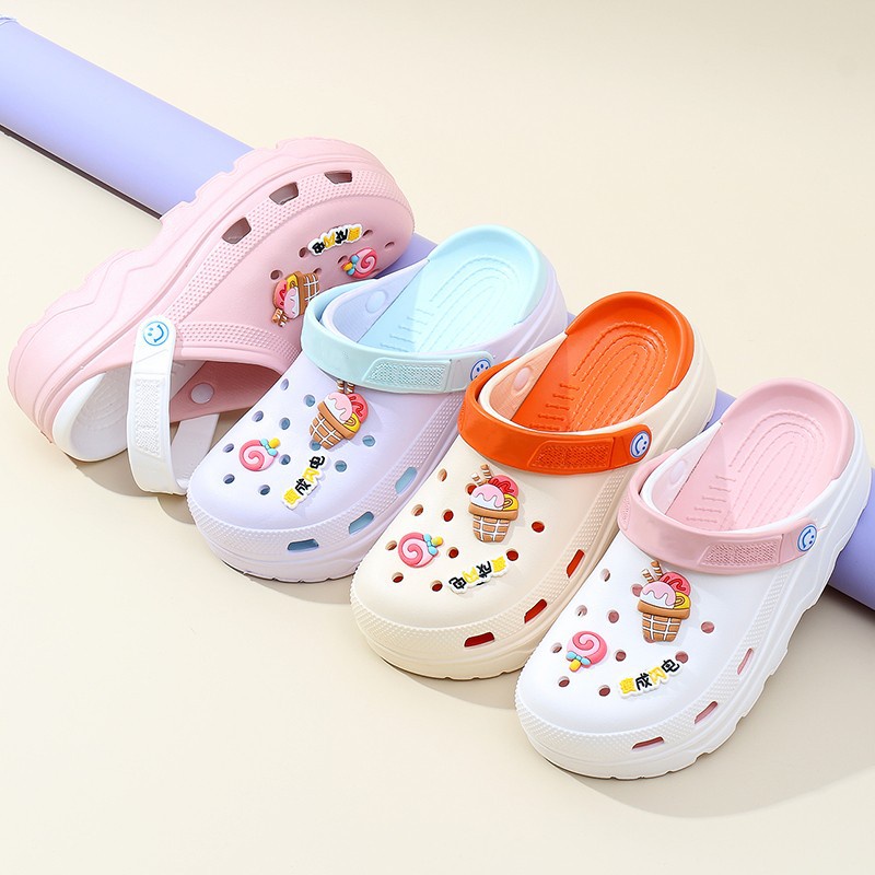 Xăng Đan Cao Gót Độn Đế Thiết Kế Hình Hoạt Hình Dễ Thương