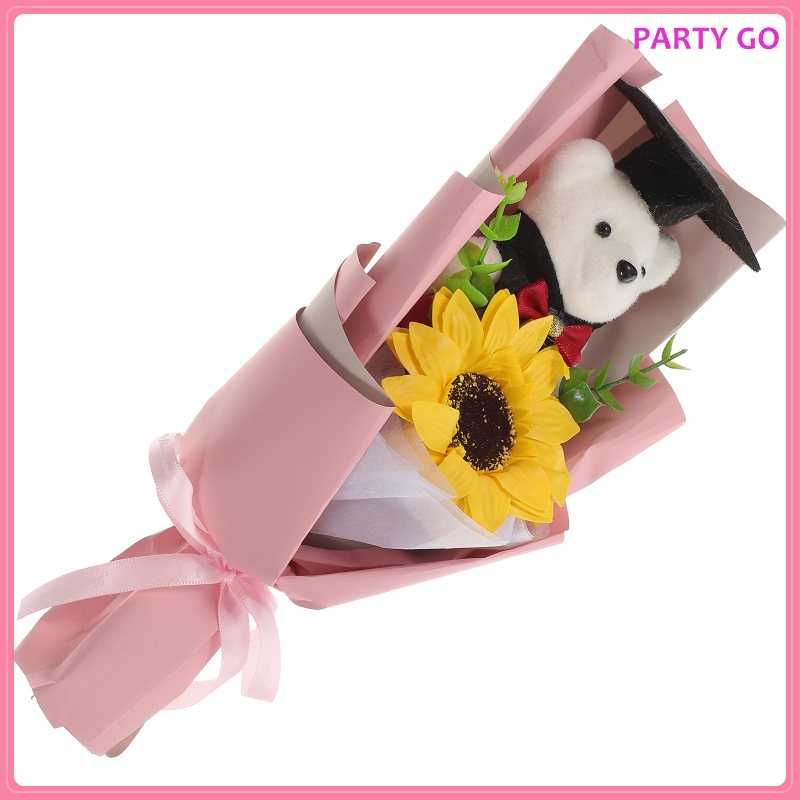 Gấu Bông Hoa Hướng Dương Nhân Tạo Trang Trí Lễ Tốt Nghiệp