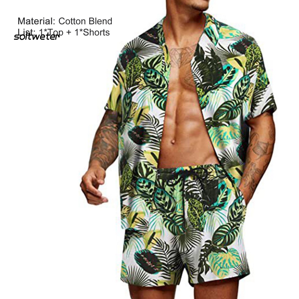 Bộ Đồ 2 Món Áo Sơ Mi Cổ Bẻ In Họa Tiết Hoa Nhiều Màu Sắc Cá Tính Cho Nam