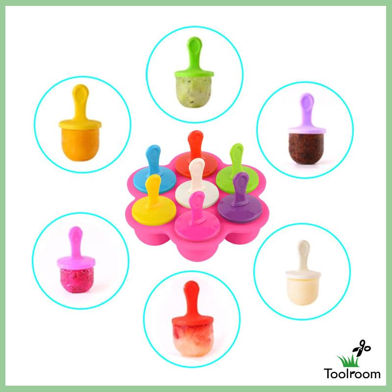 Khuôn Làm Kem 7 Ngăn Có Nắp Đậy Tiện Lợi