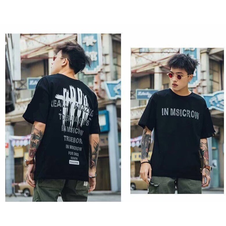 Áo Thun Ngắn Tay Dáng Rộng Thời Trang Hip Hop Đường Phố Âu Mỹ Cá Tính Cho Nam