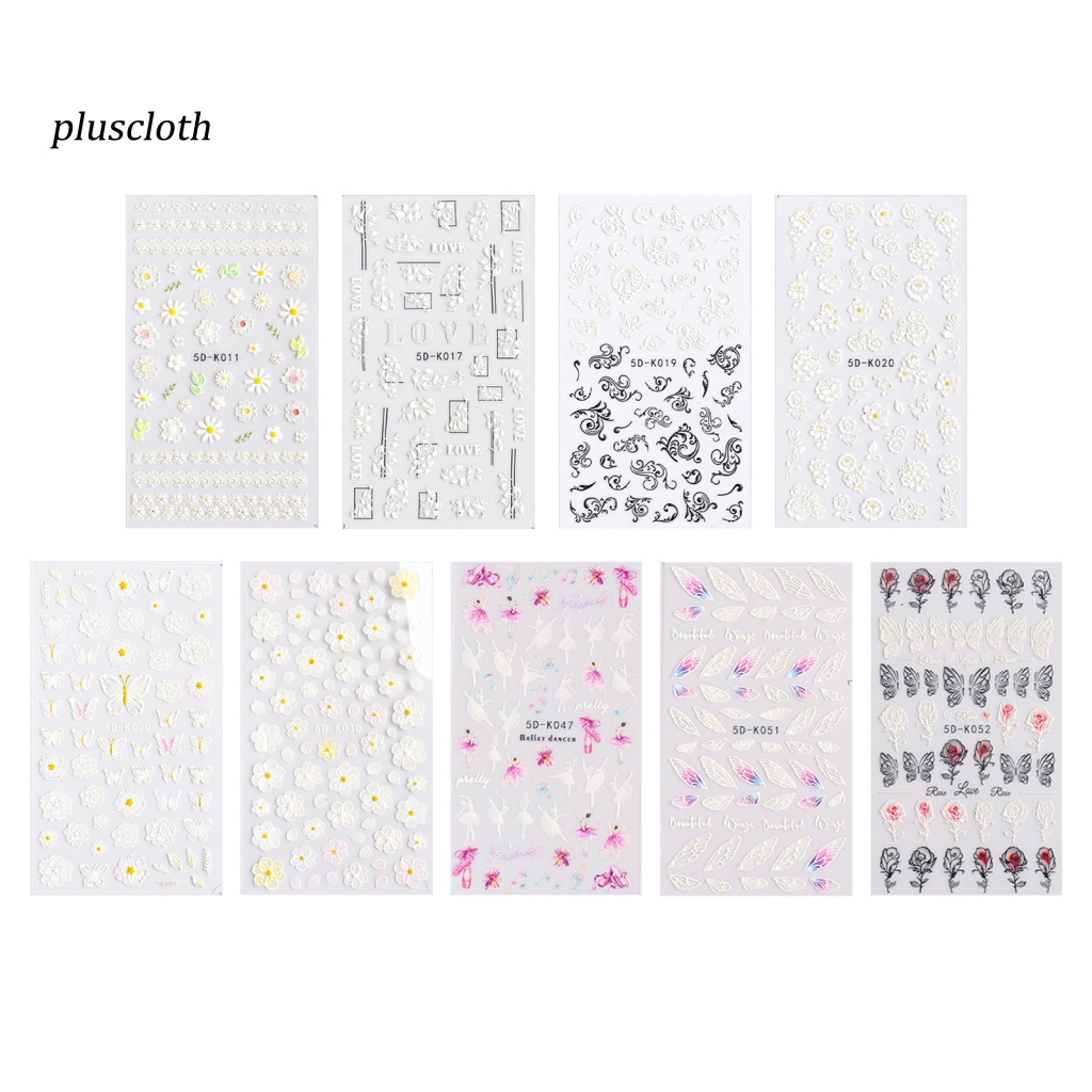 Miếng Dán Trang Trí Móng Tay Họa Tiết Ren Hoa 5D Xinh Xắn