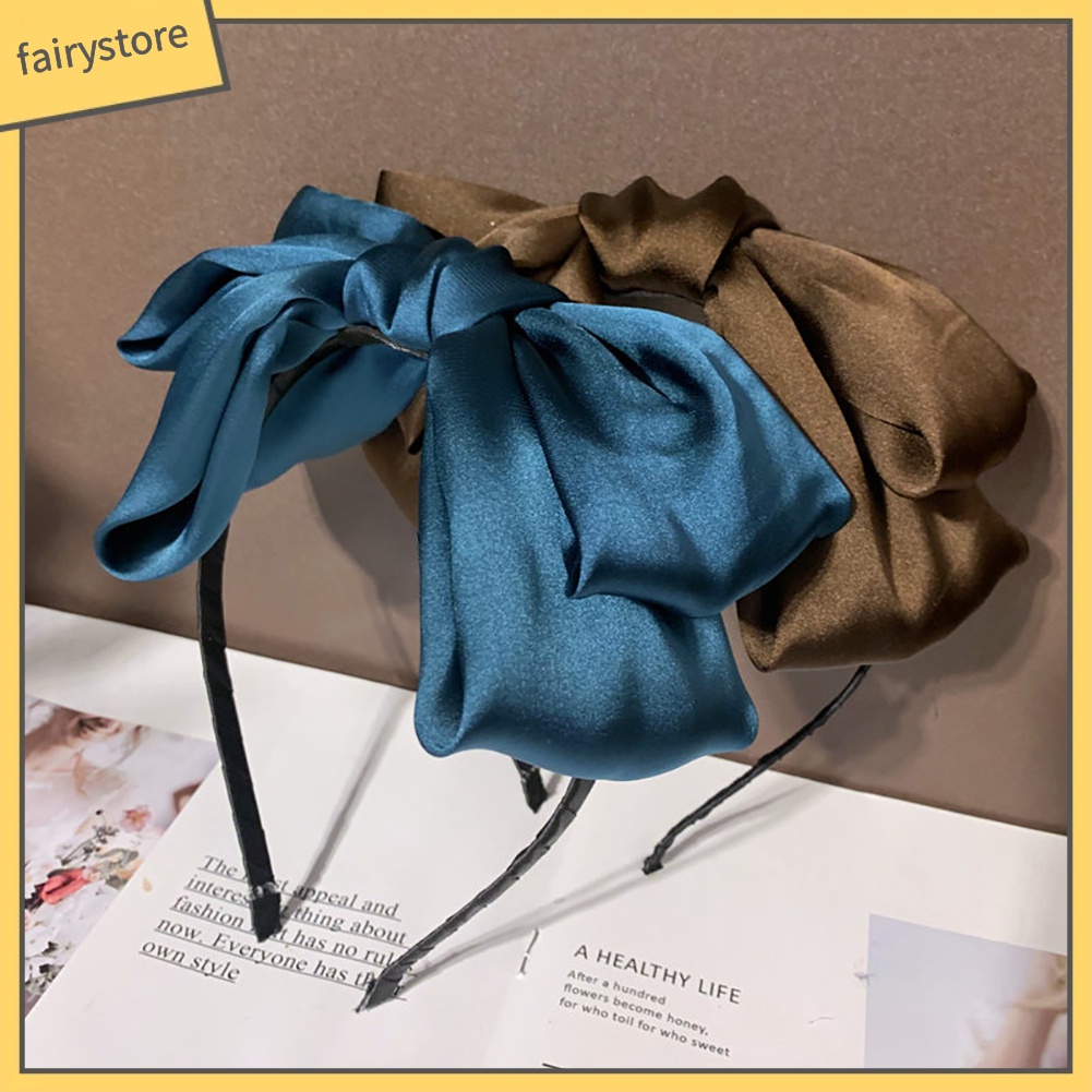 Băng Đô Nơ Cài Tóc Màu Trơn Phong Cách Vintage Thời Trang Cho Nữ