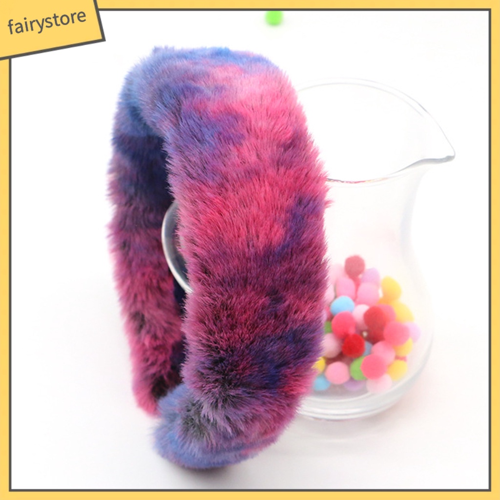 Băng Đô Cài Tóc Bằng Lông Thỏ Giả Nhiều Màu Sắc Phong Cách Retro Ngọt Ngào Dành Cho Nữ