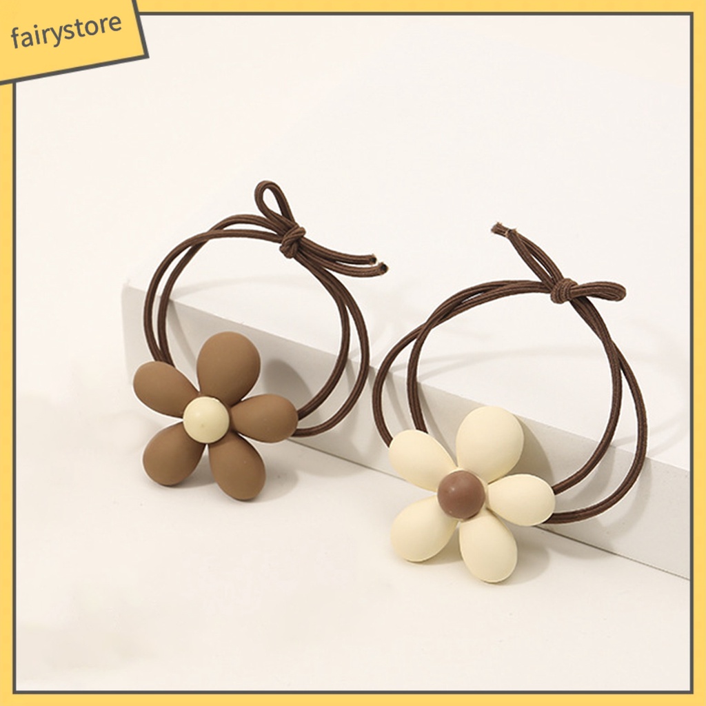 Dây Cột Tóc Co Giãn Mặt Nhám Đính Hoa Hoạt Hình Dễ Thương