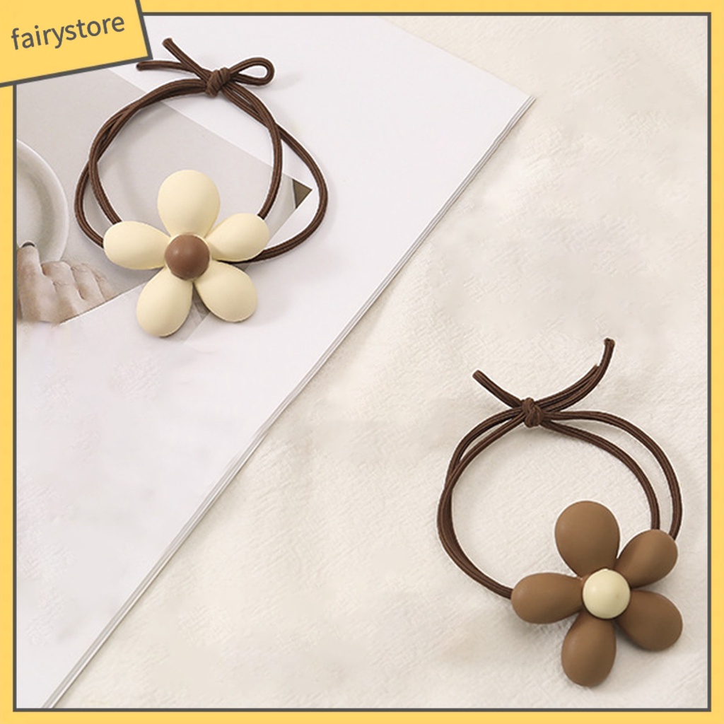 Dây Cột Tóc Co Giãn Mặt Nhám Đính Hoa Hoạt Hình Dễ Thương