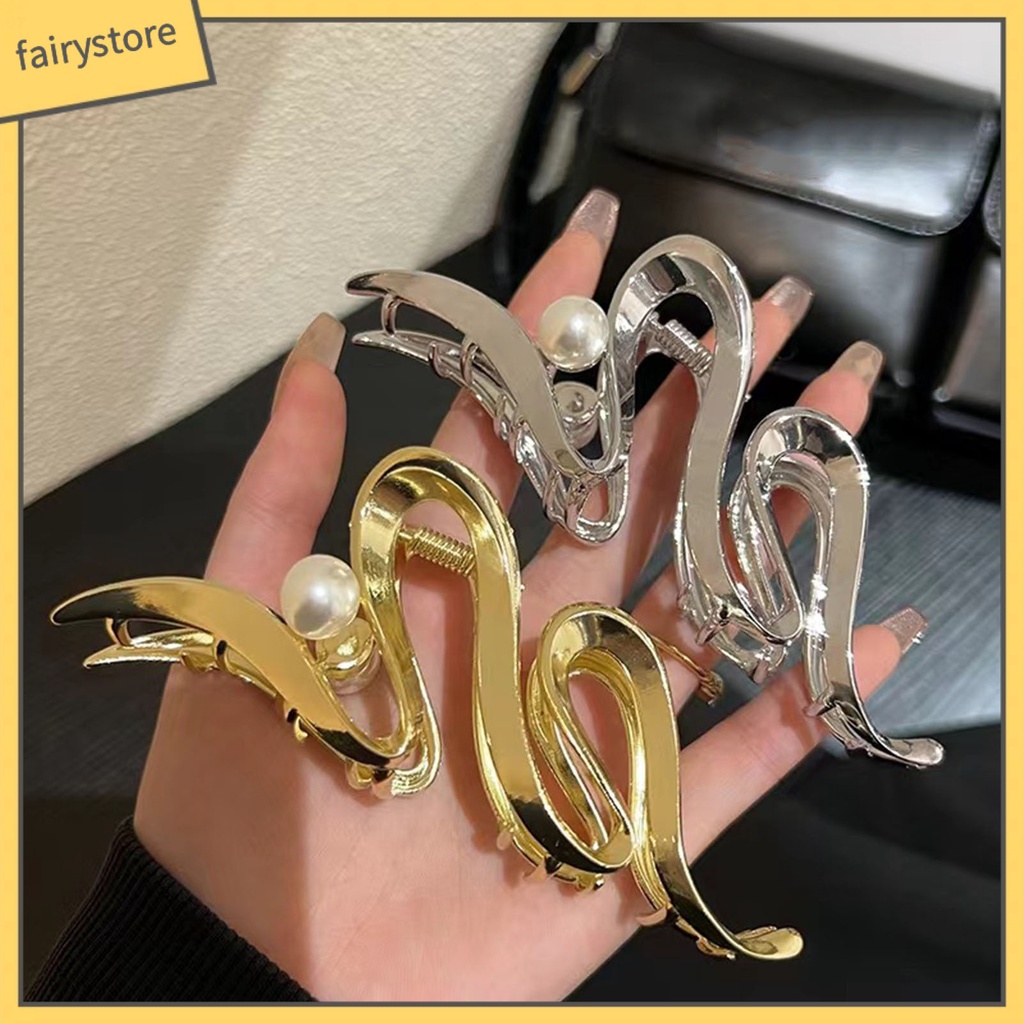 [FRO] Kẹp Tóc Càng Cua Đính Ngọc Trai Giả Màu Trơn Trang Trí Tóc Trơn Mượt Phong Cách Bland Cao Cấp Cho Nữ