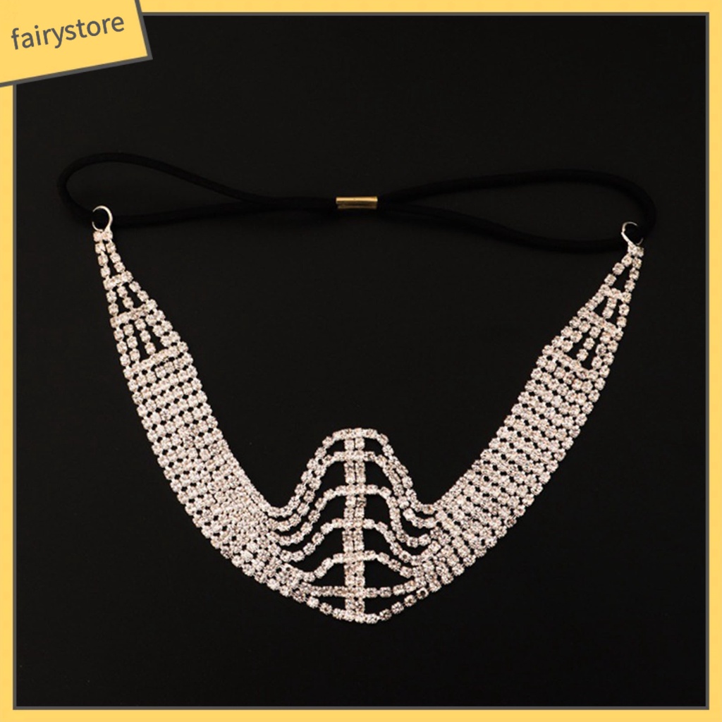 Cài Tóc Đính Đá Nhiều Lớp Co Giãn Chống Trượt Cho Cô Dâu