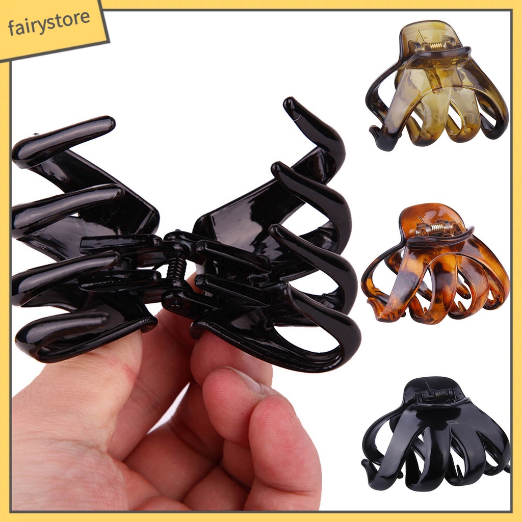 Set 4 Kẹp Tóc Càng Cua Chống Rơi Màu Trơn Phong Cách Hàn Quốc Cho Nữ