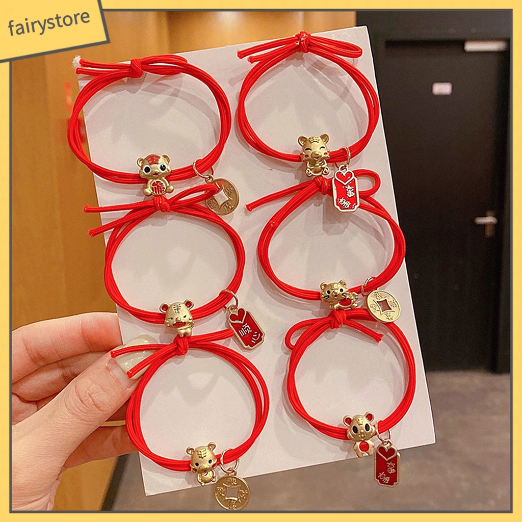 Dây Cột Tóc Co Giãn Họa Tiết Hoạt Hình Phong Cách Trung Hoa