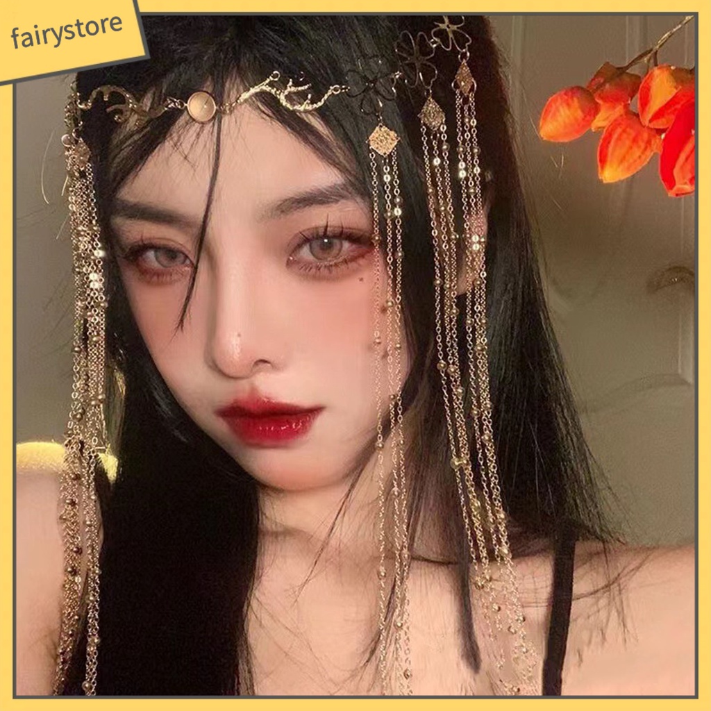 [FRO] Cài Tóc Đính Đá Hình Giọt Nước Phối Tua Rua Dài Phong Cách Vintage Cho Cô Dâu