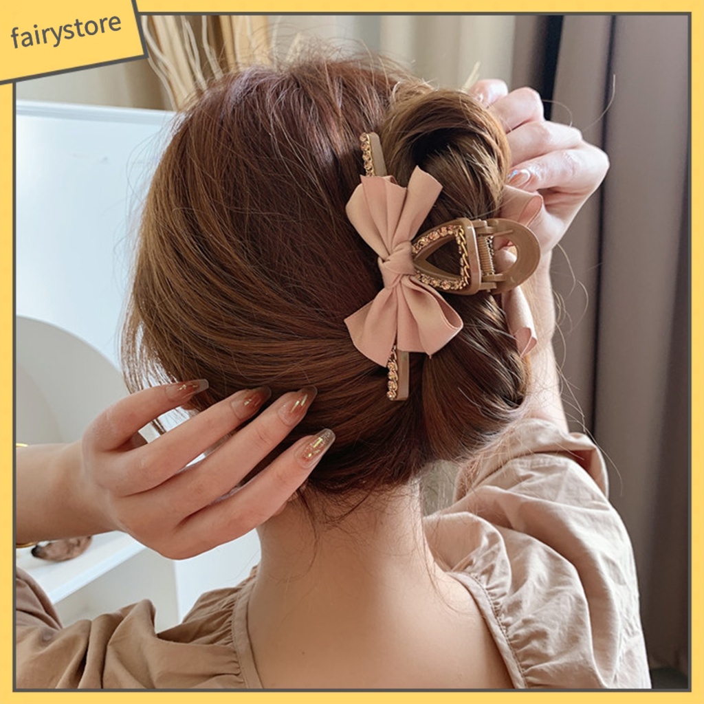 Kẹp Tóc Càng Cua Đính Đá Màu Trơn Chống Rơi Cho Nữ