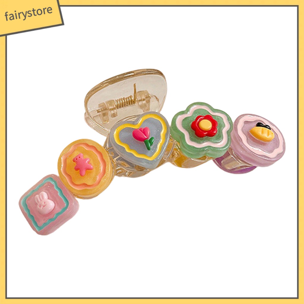 Kẹp Càng Cua Bằng Nhựa Họa Tiết Hoạt Hình Trái Tim / Cá Mập Màu Kẹo Ngọt Ngào Cho Nữ