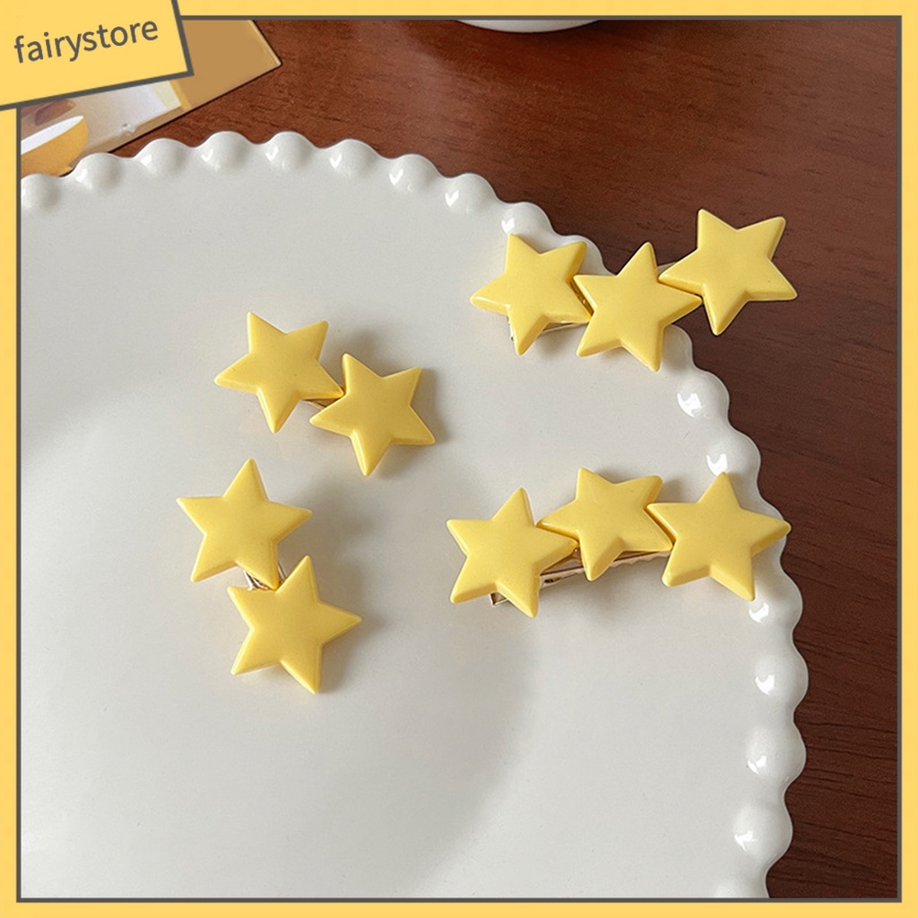 Kẹp Tóc Ngôi Sao Màu Vàng Bằng Thép Không Gỉ Co Giãn Chống Trượt Cho Bé Gái