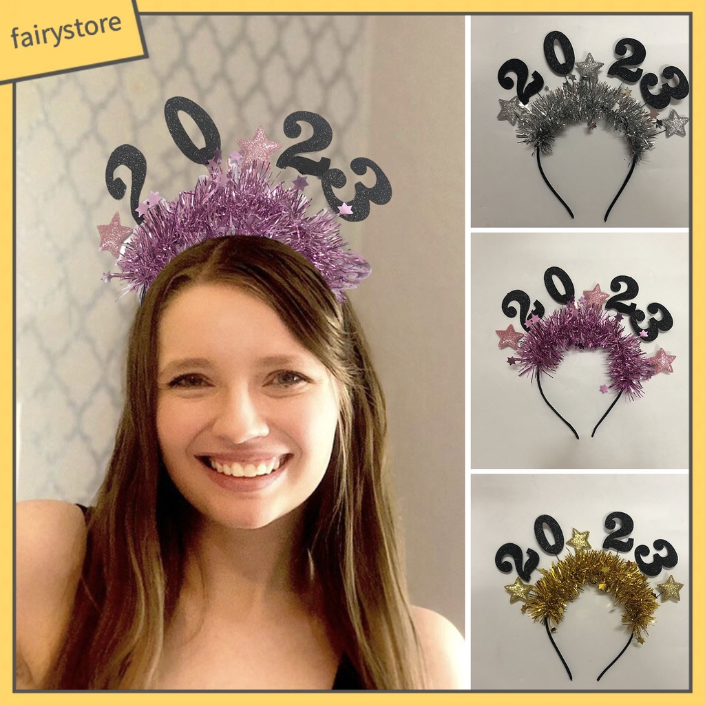 Băng Đô Cài Tóc Đính Chữ Số Và Ngôi Sao Lấp Lánh Mừng Năm Mới 2023