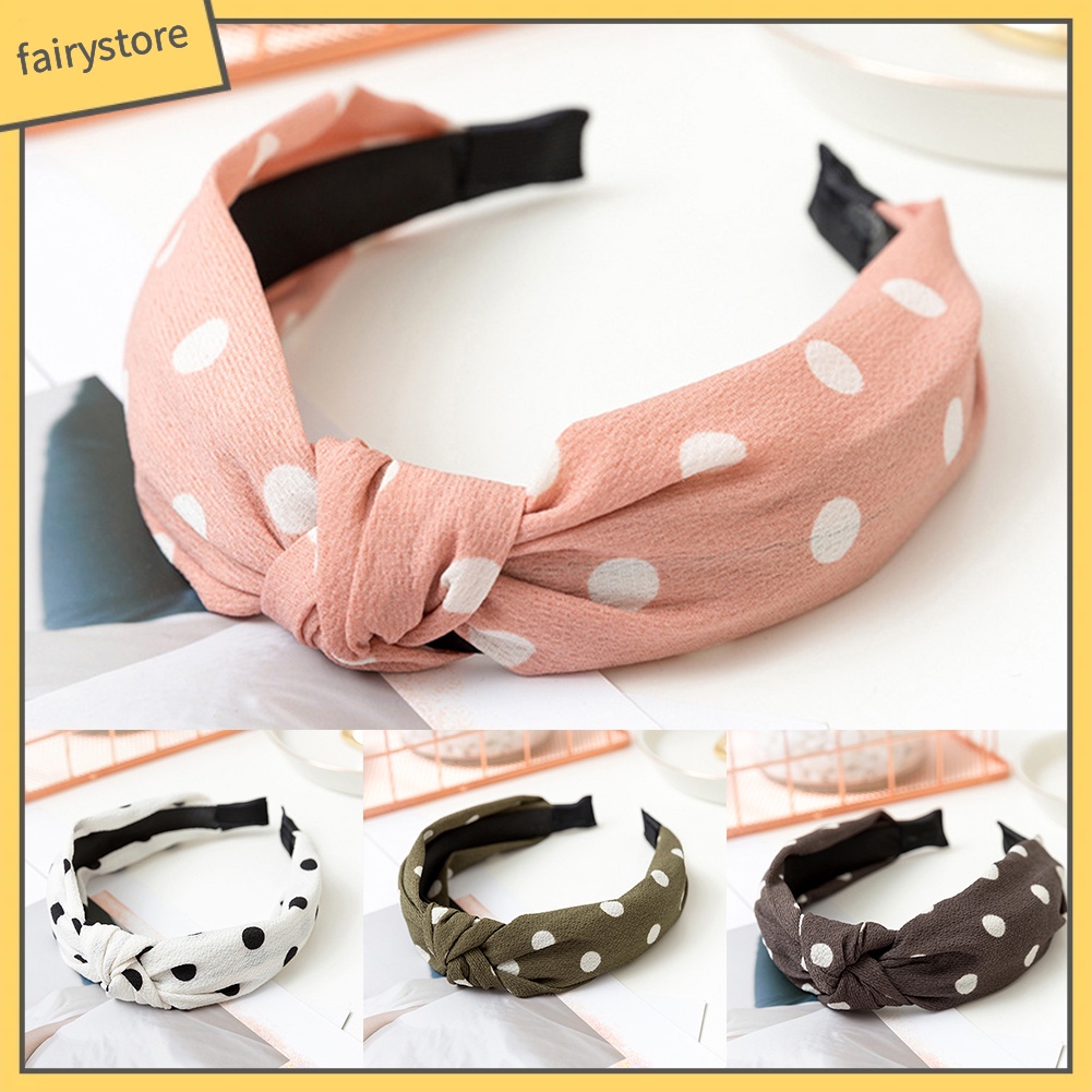 Băng Đô Nơ Cài Tóc Họa Tiết Chấm Bi Thời Trang Cho Nữ