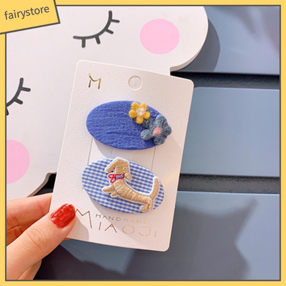 Set 2 Kẹp Tóc Hình Hoa / Động Vật Dễ Thương Cho Bé Gái