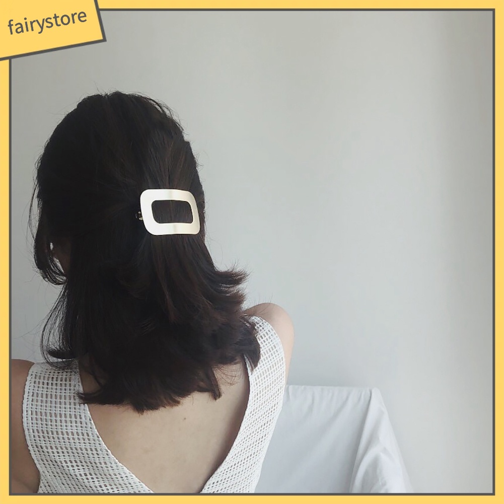 Kẹp Tóc Kim Loại Hình Chữ Nhật Rỗng Thời Trang Cho Nữ