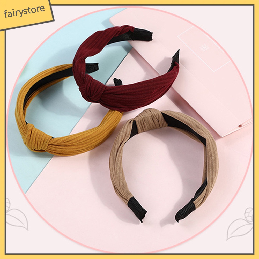 Băng Đô Cài Tóc Bản Rộng Thắt Nút Chéo Handmade Ngọt Ngào Cho Nữ