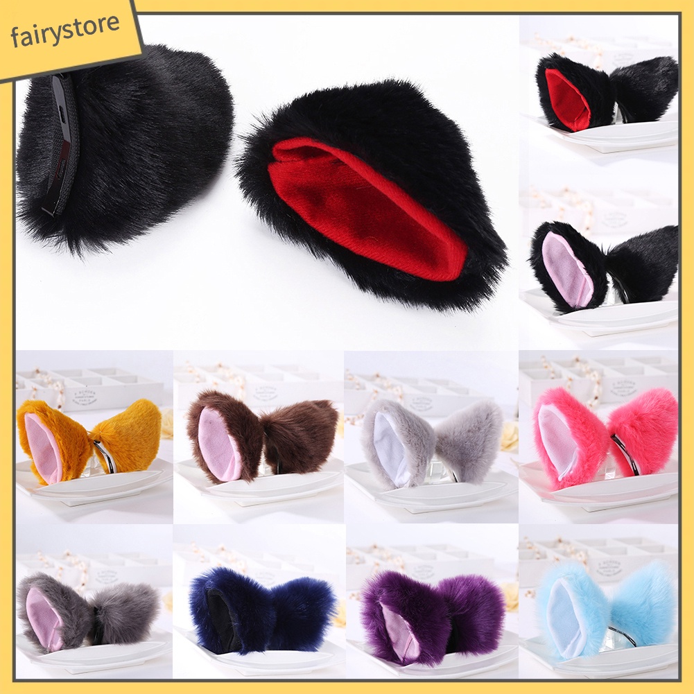 1 Cặp Kẹp Tóc Tai Mèo Đính Lông Hóa Trang Chụp Ảnh Cho Bé