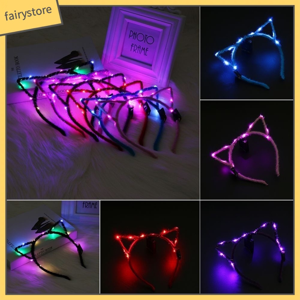 Băng Đô Tai Mèo Có Đèn LED Dễ Thương