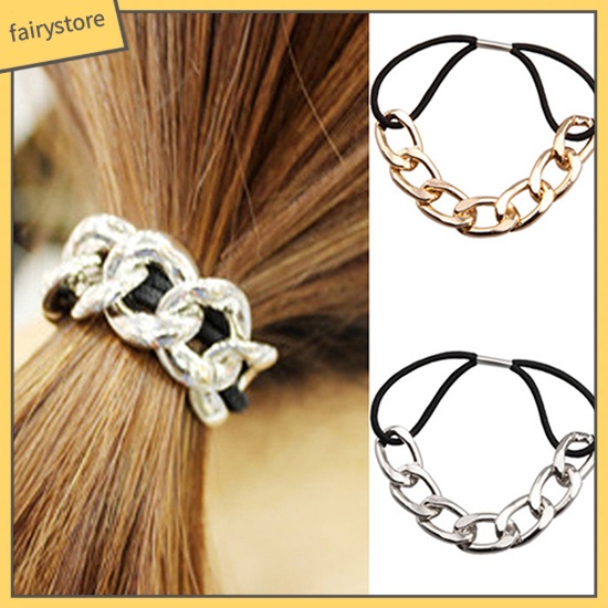 Dây Cột Tóc Chuỗi Xích Kim Loại Co Giãn Phong Cách Hàn Quốc Cho Nữ