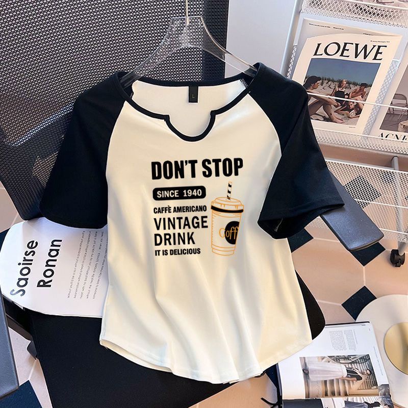 COZOK Áo Thun Tay Ngắn Dáng Rộng In Chữ Thời Trang