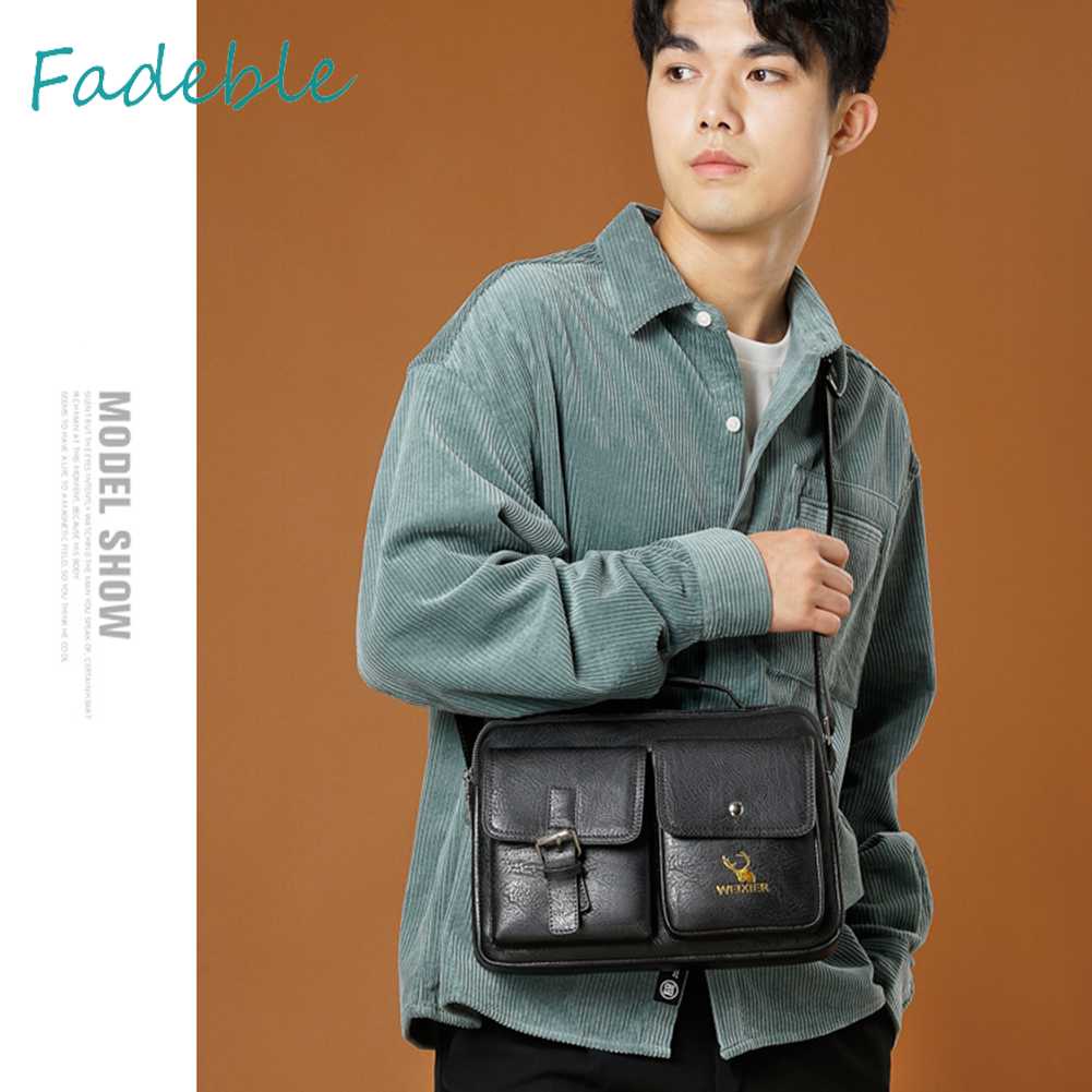 Túi Xách Da PU Nhiều Ngăn Phong Cách Vintage Cho Nam