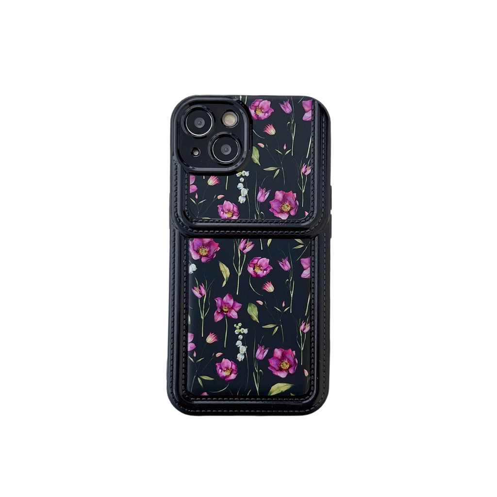 Ốp Điện Thoại TPU Silicon Mềm Chống Sốc In Họa Tiết Hoa Kèm Ngăn Đựng Thẻ Dành Cho iPhone 14 13 12 11 PRO MAX